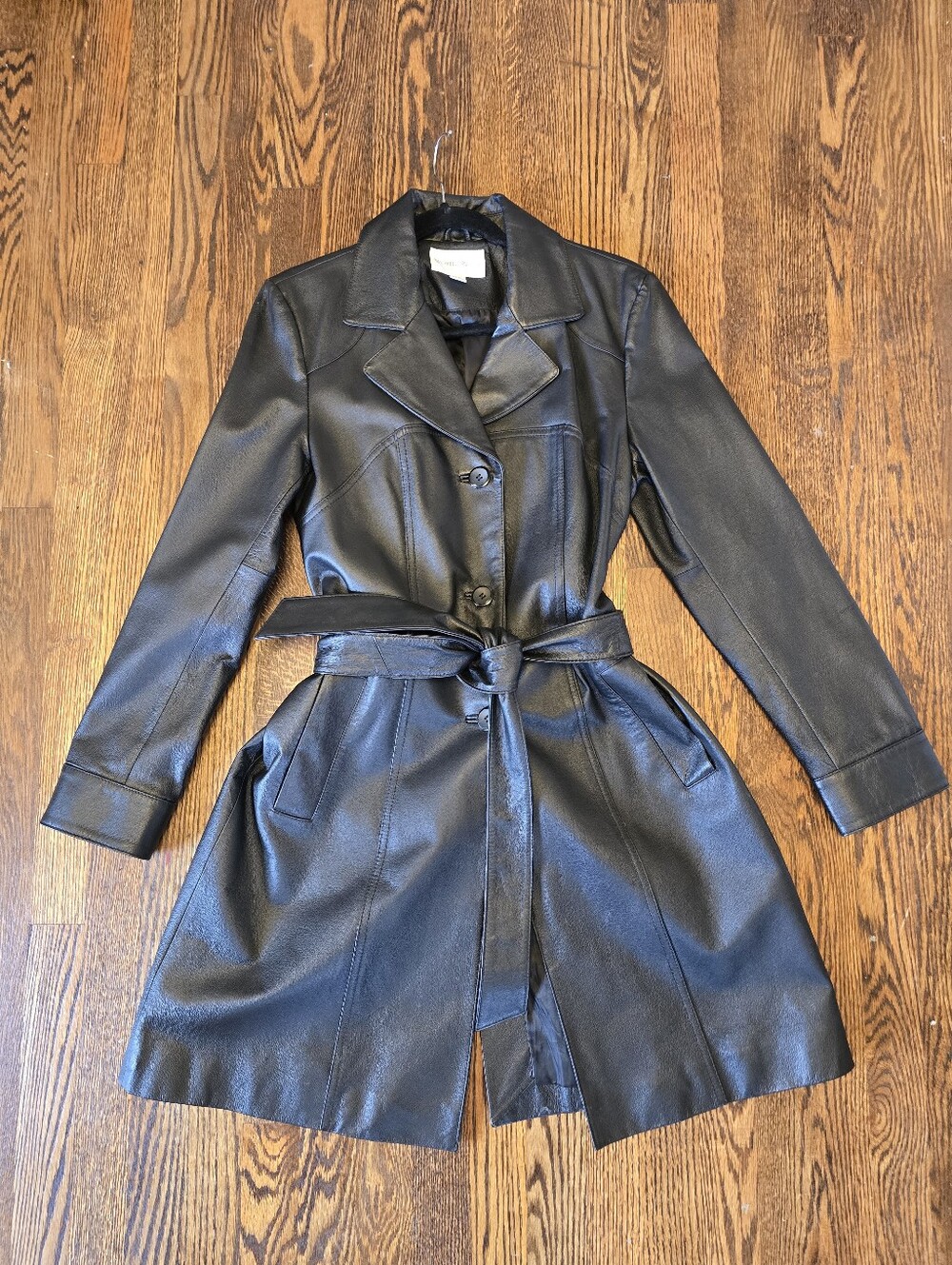 Beautiful Worthington 100% genuine Nappa leather belted trench coat - Picture 4 of 6